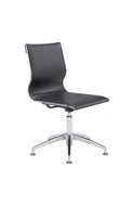 Black Leather & Chrome Stationary Conference Chair