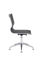 Load image into Gallery viewer, Black Leather &amp; Chrome Stationary Conference Chair
