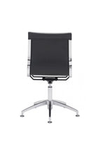 Load image into Gallery viewer, Black Leather &amp; Chrome Stationary Conference Chair
