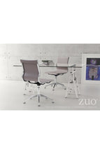 Load image into Gallery viewer, Taupe Leather &amp; Chrome Stationary Conference Chair
