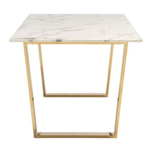Load image into Gallery viewer, Modern 71&quot; Faux Marble Office Desk with Brass-Plated Steel Legs

