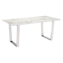 Load image into Gallery viewer, Modern 71&quot; Faux Marble Desk or Meeting Table with Brushed Stainless Steel Legs
