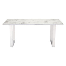 Load image into Gallery viewer, Modern 71&quot; Faux Marble Desk or Meeting Table with Brushed Stainless Steel Legs
