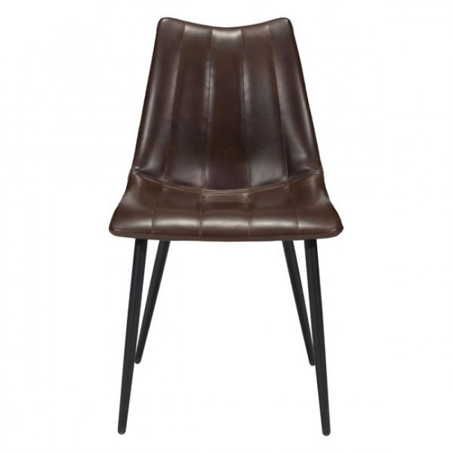 Brown Tufted Leatherette Guest or Conference Chairs (Set of 2)