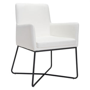 Versatile White Leatherette Guest or Conference Armchair
