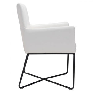 Versatile White Leatherette Guest or Conference Armchair