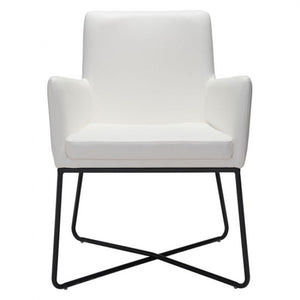 Versatile White Leatherette Guest or Conference Armchair