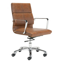Load image into Gallery viewer, Classic Rolling Office Chair in Brown Leatherette
