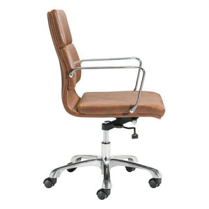 Classic Rolling Office Chair in Brown Leatherette