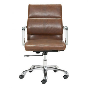Classic Rolling Office Chair in Brown Leatherette