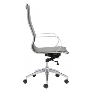 Modest High-Back Office Chair in Gray Leatherette