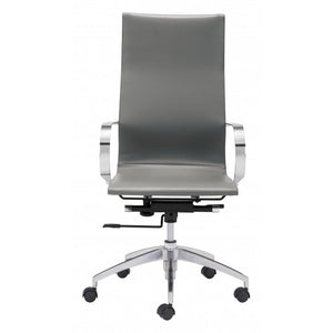 Modest High-Back Office Chair in Gray Leatherette