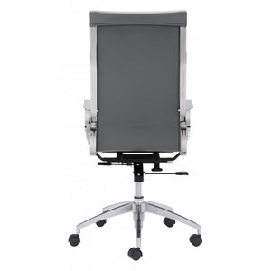 Modest High-Back Office Chair in Gray Leatherette