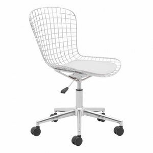 Stylish Office Chair w/ White Cushion and Chromed Steel