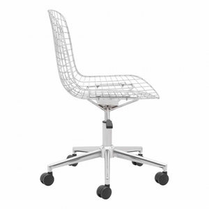 Stylish Office Chair w/ White Cushion and Chromed Steel