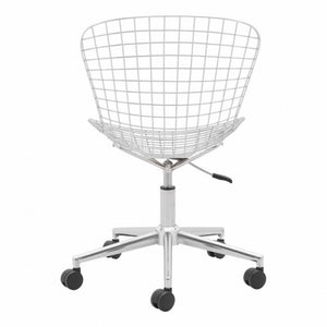 Stylish Office Chair w/ White Cushion and Chromed Steel