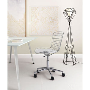 Stylish Office Chair w/ White Cushion and Chromed Steel