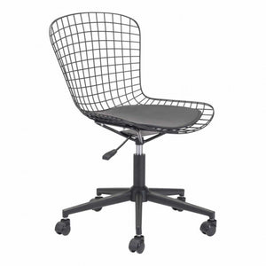 Stylish Office Chair w/ Black Cushion and Matte Black Steel
