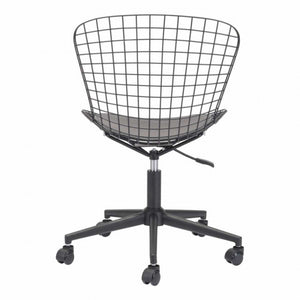 Stylish Office Chair w/ Black Cushion and Matte Black Steel
