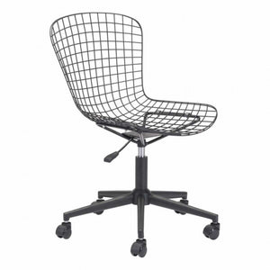 Stylish Office Chair w/ Black Cushion and Matte Black Steel
