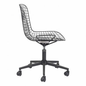 Stylish Office Chair w/ Black Cushion and Matte Black Steel