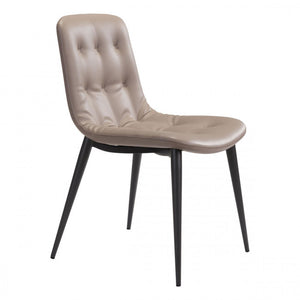 Taupe Leatherette Guest or Conference Chair w/ Button Tufting (Set of 2)