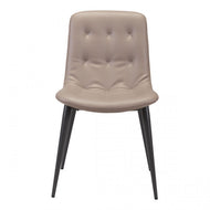 Taupe Leatherette Guest or Conference Chair w/ Button Tufting (Set of 2)