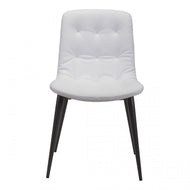 White Leatherette Guest or Conference Chair w/ Button Tufting (Set of 2)