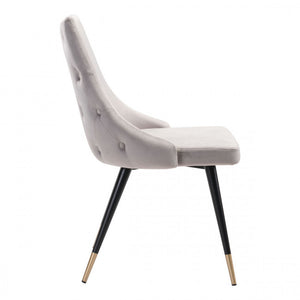 Chic Guest or Conference Chair in Gray Velvet (Set of 2)