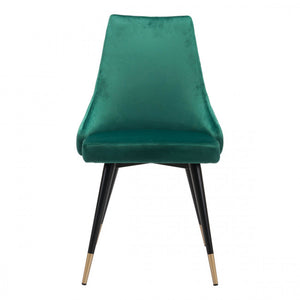Chic Guest or Conference Chair in Green Velvet (Set of 2)