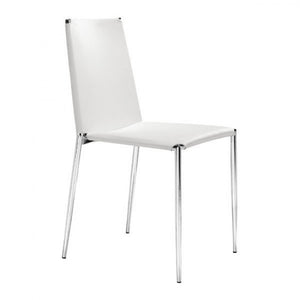 Tailored Guest or Conference Chair in White Leatherette (Set of 4)