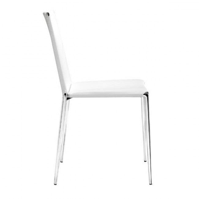 Tailored Guest or Conference Chair in White Leatherette (Set of 4)