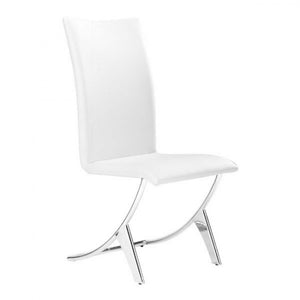 Unique Modern White Leatherette & Chrome Guest/Conference Chair (Set of 2)