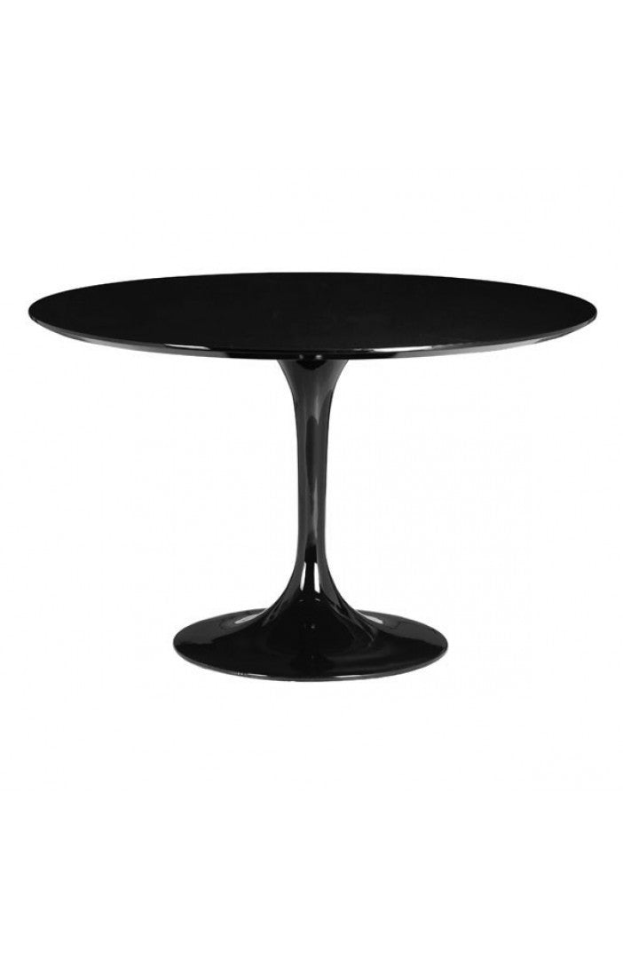 Black Lacquer Circular Meeting Table with Tulip-Shaped Base
