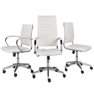 Low Back Leatherette White Office Chair
