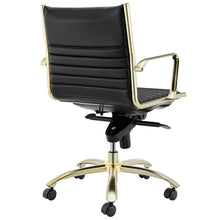 Load image into Gallery viewer, Black Faux Leather &amp; Brushed Gold Low Back Office Chair
