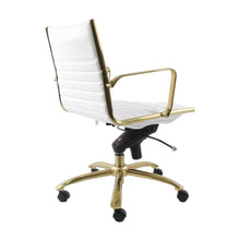 Load image into Gallery viewer, White Faux Leather &amp; Brushed Gold Low Back Office Chair
