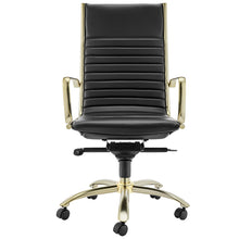 Load image into Gallery viewer, Modern Black &amp; Matte Brushed Gold High Back Office Chair
