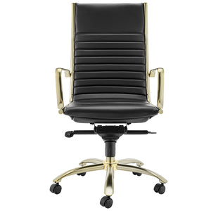 Modern Black & Matte Brushed Gold High Back Office Chair