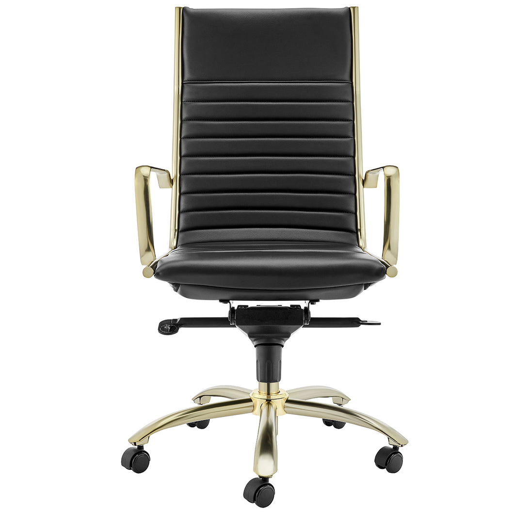 Modern Black & Matte Brushed Gold High Back Office Chair