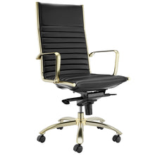 Load image into Gallery viewer, Modern Black &amp; Matte Brushed Gold High Back Office Chair
