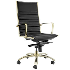 Modern Black & Matte Brushed Gold High Back Office Chair