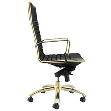 Load image into Gallery viewer, Modern Black &amp; Matte Brushed Gold High Back Office Chair
