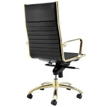 Load image into Gallery viewer, Modern Black &amp; Matte Brushed Gold High Back Office Chair
