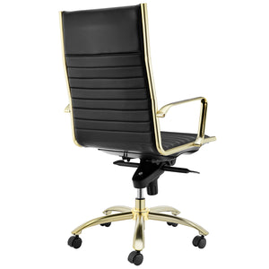 Modern Black & Matte Brushed Gold High Back Office Chair
