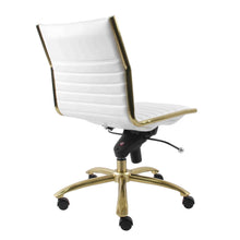 Load image into Gallery viewer, White Faux Leather &amp; Brushed Gold Armless Office Chair
