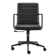 Load image into Gallery viewer, Black Leatherette Office Chair with Metal Armrests

