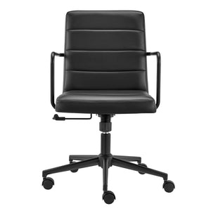 Black Leatherette Office Chair with Metal Armrests