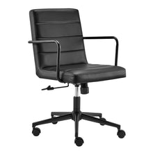 Load image into Gallery viewer, Black Leatherette Office Chair with Metal Armrests
