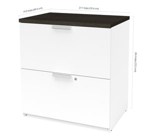 Premium Modern 2 Drawer Locking File Cabinet in White & Deep Gray